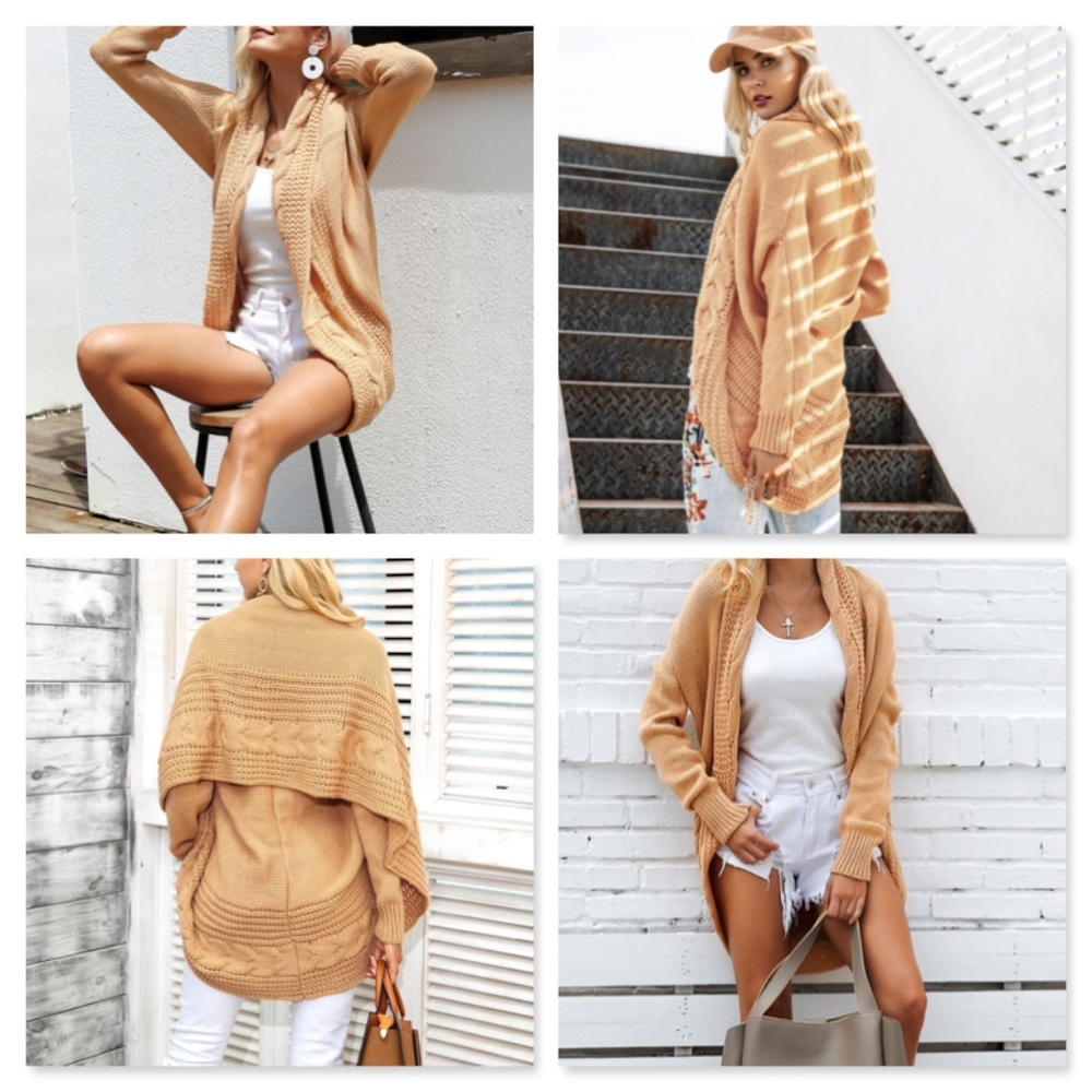 Cocoon Cable Knit Open Cardigan - Picture 5 of 8